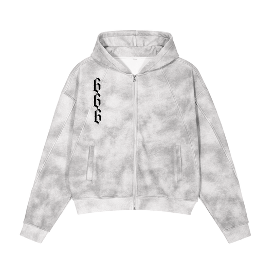 Dirty Washed Zip-Up Fleece Hoodie